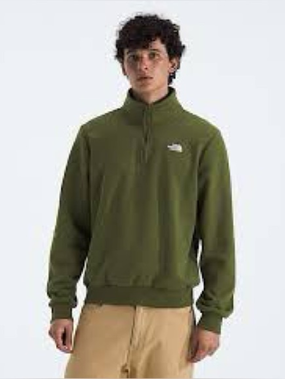 The North Face Men's Olive Green Zip-Up Fleece Pullover